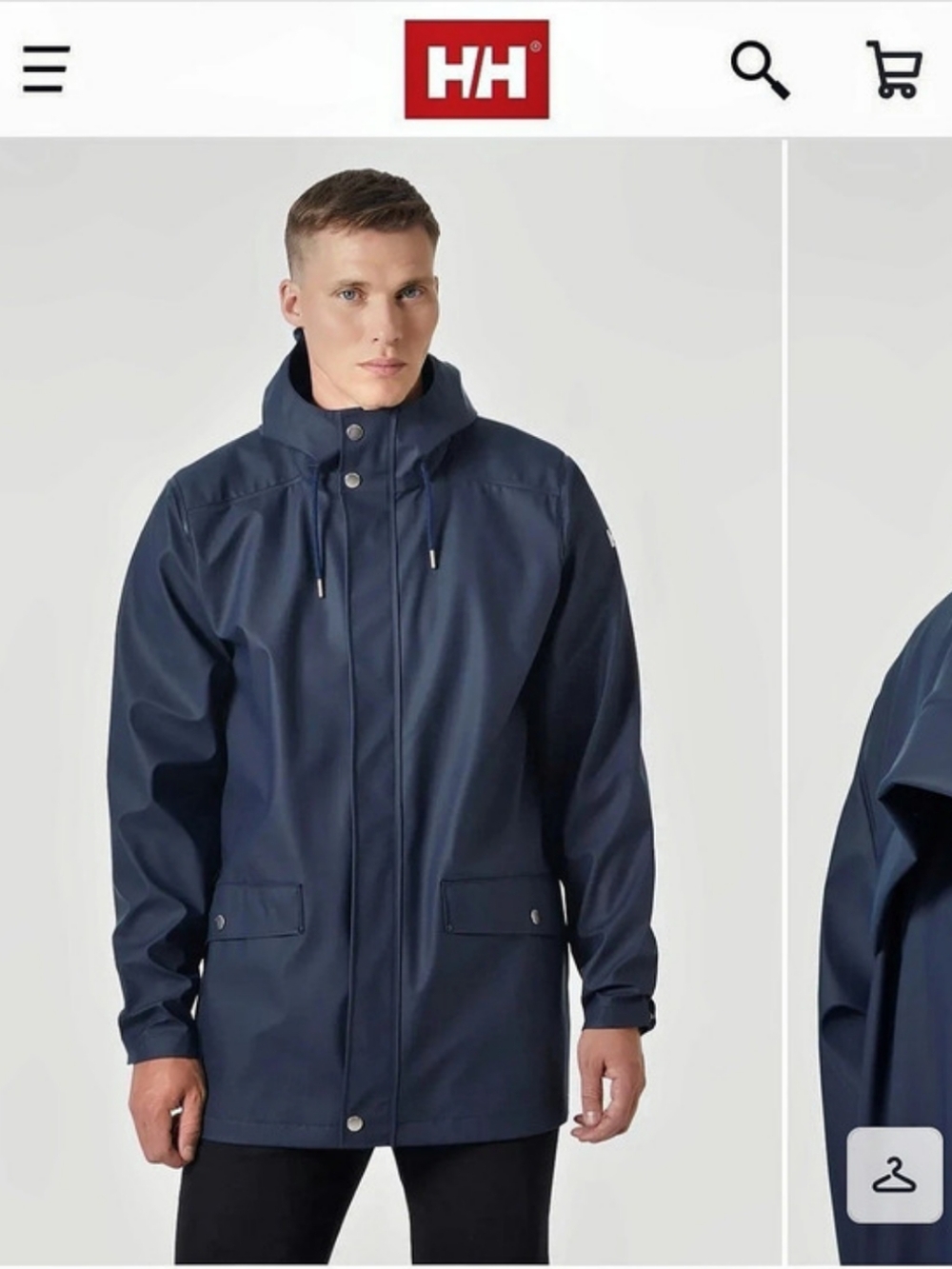 Helly Hansen Moss Rain Jacket Men's Navy Blue Hooded Style Size 2X Like New!